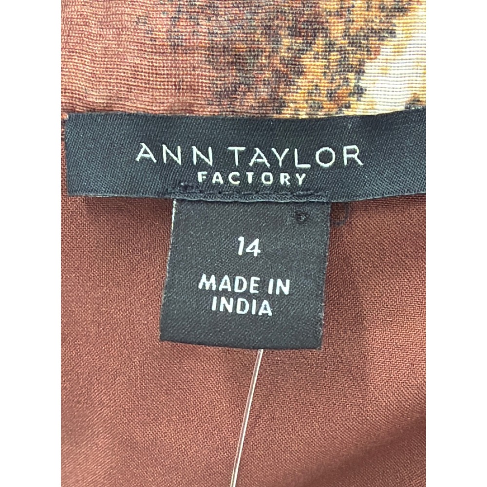 Ann Taylor Factory Womens Brown Floral Lyocell Linen Button Front‎ Midi Dress 14 - Picture 5 of 8